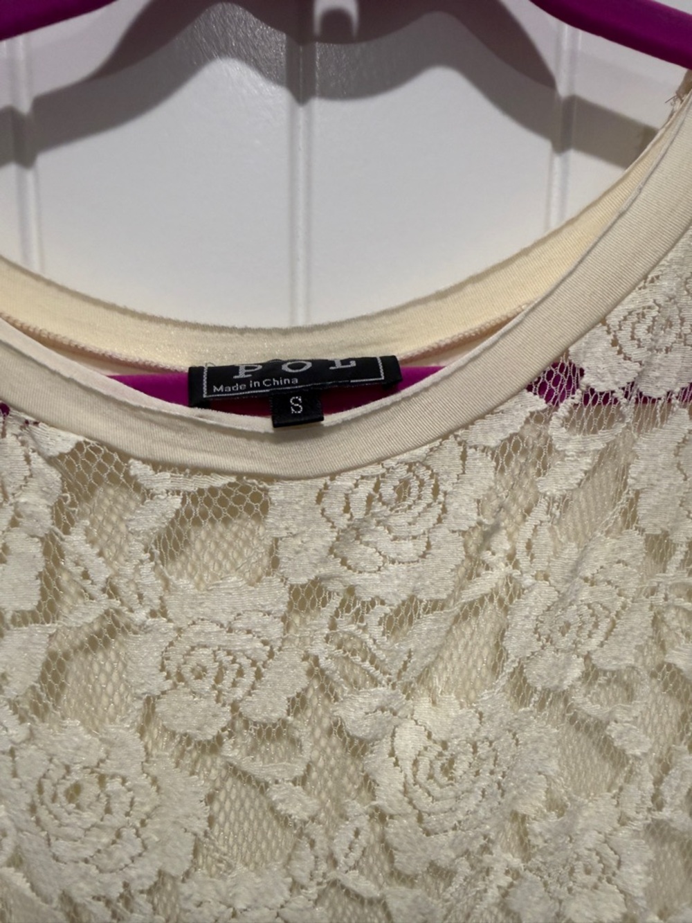 POL Lace Front Blouse in Cream - Picture 7 of 7